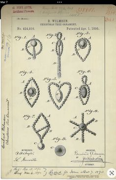 an old book with some drawings on the page and writing below it that says, women's necklaces