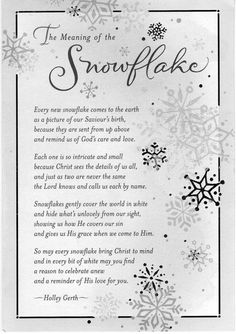 the meaning of the snowflake sample poem in red and black on a white background