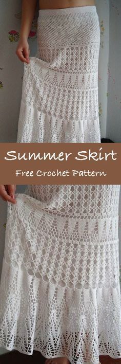 a crochet skirt is shown with the text summer skirt free crochet pattern