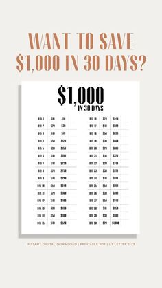 the $ 1, 000 printable poster is shown in orange and white