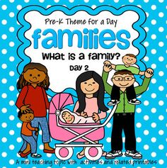 The teaching theme focus for this packet is Families - What is a Family?, the second set of lessons for this theme. 40 pagesIMPORTANT: Be sure to click on the PREVIEW link to see some more pages*****************************Pre-K Themes is a series of mini teaching topics that are focused towards preschool and Pre-K learners. Although the activities are written to cover one full day of activities and related games, centers and other printables, there are enough ideas to extend the theme longer if Family Theme Preschool Activities, Family Theme Preschool, Preschool Families Unit, November Preschool Themes, What Is A Family, Family Preschool, Preschool Family Theme, Teaching Theme, Family Activities Preschool