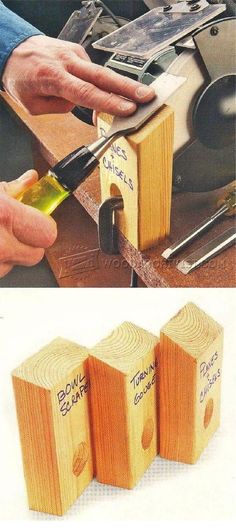 two pictures with different types of woodworking tools