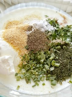 three different types of spices in a glass bowl