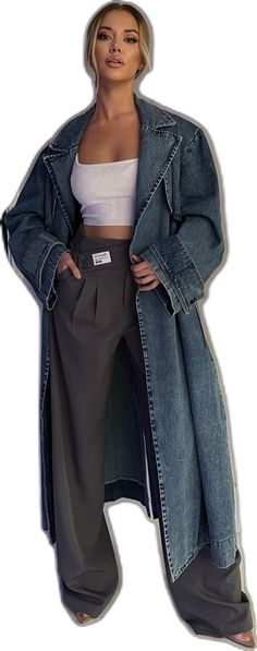 Oversized Light Wash Bottoms For Fall, Full Length Casual Streetwear Outerwear, Casual Full Length Streetwear Outerwear, Casual Full-length Streetwear Outerwear, Casual Full Length Outerwear For Streetwear, Oversized Fall Jeans, Oversized Full-length Jeans For Fall, Oversized Spring Jeans, Trendy High-waist Outerwear With Pockets