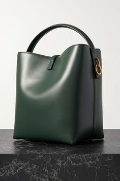 Danse Lente, Leather Bucket Bag, Leather Bucket, Saint Laurent Bag, Arm Candy, Green Bag, Green Leather, Gold Tone Metal, Smooth Leather