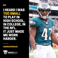 an image of a football player on the field with a quote from darren sproles