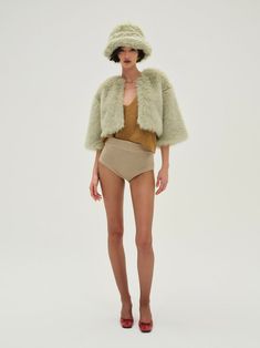 Amina Fur Jacket — Green | For Love & Lemons Chic Cropped Jacket With Faux Fur Trim For Fall, Chic Cropped Winter Jacket, Chic Cropped Jacket With Faux Fur Trim, Spring Faux Fur Outerwear In Mink Color, Fitted Fur Coat With Faux Fur Lining For Spring, Spring Fitted Fur Coat With Faux Fur Lining, Spring Faux Fur Lined Fitted Coat, Fitted Spring Fur Coat With Faux Fur Lining, Spring Faux Fur Coat With Faux Fur Trim