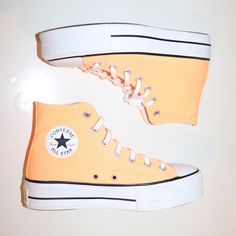 Size Us 8 Converse, Never Worn. In Amazing Condition And Fit True To Size! Orange Converse Sneakers For Spring, Spring Orange Converse Sneakers, Chuck Taylor All Star Lift, White Converse, Womens Converse, Chuck Taylor All Star, Converse Shoes, Orange White, Chuck Taylor