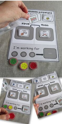 two pictures showing the instructions for how to make an interactive game with paper and scissors