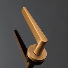 a close up of a brass colored handle on a black wall mounted toilet paper dispenser