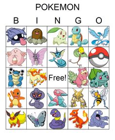 the pokemon bingo game is shown with all different types of pokemons and their names