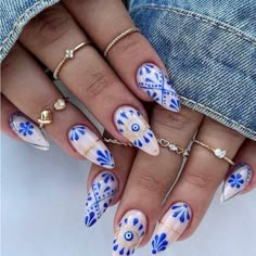 Super Cute And Stylish Ships In 5-10 Business Days Evil Eye Nails, Boho Nails, Nail Patterns, Funky Nails, Dope Nails, Short Acrylic Nails, Cute Acrylic Nails, Mani Pedi, Nail Inspiration