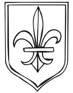 a black and white image of a shield with a fleur de lis on it