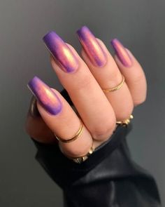 17 Enchanting Purple Chrome Nail Design Ideas Purple Chrome Nails, Grow Long Nails, Nails Metallic, Year Nails, Winter Nail Art Designs, Chrome Nail Art, Nails Brown, Nails Autumn