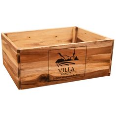 a wooden box with a label on it that says villa acacaa in spanish