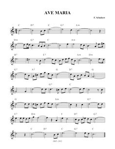 sheet music with the words'ave maria'written in black and white on it