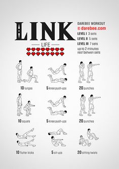 a poster showing how to do an exercise with the text link on top of it