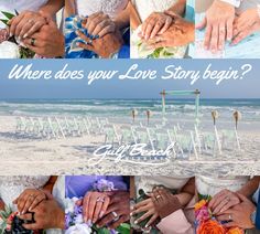 a collage of photos with the words, where does your love story begin?