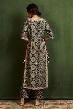 Blue kurta with floral embroidered and Ajrakh printed motifs. Paired with printed pant and dupatta.
Component: 3
Embroidered
Neckine: Boat
Sleeve Length: Three quarter
Fabric: Silk, Raw Silk, Mul
Color: Blue
Embroidered dupatta
Note: Ajrakh printing technique is hand-printed and hand-dyed and is sensitive to climatic and environmental changes. Slight difference in color from the visible product image is possible. - Aza Fashions Co Ord Outfits, Blue Kurta, Ajrakh Prints, Kurta Set For Women, Embroidered Dupatta, Fabric Silk, Kurta Set, Blue Silk, Raw Silk