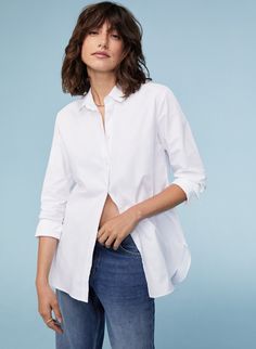 Description It’s no exaggeration to say that our wardrobe would feel naked without a classic cotton shirt! This is our take on a timeless Oxford style with a relaxed boyfriend fit. You don’t need us to tell you how to wear it - but right now we love it half-tucked into jeans or tailored pants with the deep cuffs rolled up. Crafted in organic cotton Unfitted Deep cuffs Shaped hem Sustainable Attributes: Made in Europe Natural fibres Organic Ethically made Vegan Details 100% Organic Cotton Delicat Classic Blouse With Relaxed Fit And Shirttail Hem, Classic Shirt With Rolled Sleeves For Day Out, Relaxed Fit Cotton Shirt For Day Out, Relaxed Cotton Shirt For Daywear, Classic Shirt With Shirttail Hem For Everyday, Effortless Shirt With Rolled Sleeves For Everyday, Classic Tops With Rolled Sleeves In Relaxed Fit, Chic Cotton Shirt With Shirttail Hem, Chic Cotton Shirt With Rolled Sleeves