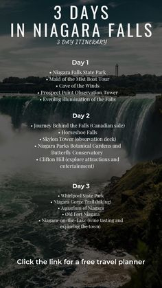 the 3 days in niagara falls tour with information for each destination and other things to see