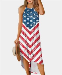 Rosa Clothing Rosa Clothing Independence Day Flag Maxi Dress - Little Miss Muffin Children & Home American Flag Dress, Boho Print Dress, Betty Dress, Boho Midi Dress, Boho Summer Dresses, Chiffon Fashion, Camisole Dress, Beach Maxi Dress, Sling Dress