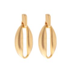 Inspired by the one-of-a-kind talent Liza Minelli, the Sharon Earrings from our Liza Collection were designed for confident women everywhere. Plated in 24 karat gold and measuring 1 3/4”L x 1”W with a standard post back, these modern hoop earrings are the perfect, show-stopping addition to any ensemble. All jewelry is made to order in our New York City Design Studio. Please allow 7-14 business days for production before the ship date. Contemporary Gold Hoop Earring, Modern Gold-tone Clip-on Earrings, Modern Yellow Gold Hoop Earrings, Elegant Yellow Gold Earrings, Gold Small Hoop Contemporary Earrings, Modern Gold Wrap Earrings For Formal Occasions, Modern Gold Single Wrap Earring, Modern Gold Drop Clip-on Earrings, Modern Gold Hoop Plug Earrings