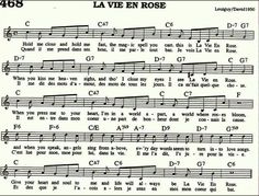 an old sheet music with the words la vie en rose