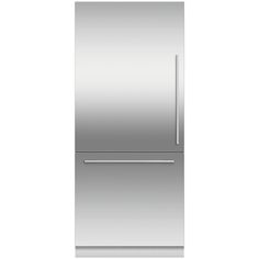 a stainless steel refrigerator freezer on a white background