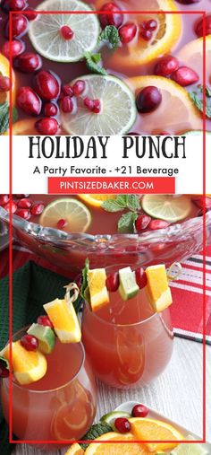 holiday punch with oranges, cranberries and cherries