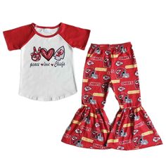 2-3 week TAT Cute Red Sets For Spring, Cute Red Sets With Letter Print, Cute Red Sets For Fall, Red Casual Playtime Sets, Cute Stretch Sets For Fall, Kc Chiefs Football, Baby Head Wrap, Chiefs Football, Boutique Style Outfits