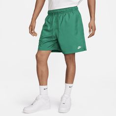 Sporty and versatile, these woven shorts are made for easygoing daily comfort. The fit is designed to hit above-the-knee and feel relaxed through the seat and thighs to keep them from feeling restrictive, especially in warmer weather. Mesh lining helps you stay cool and comfy around town. Pair them up with a tee and your favorite Nike sneakers for a look that gets you out there looking and feeling great. Nike Moisture-wicking Shorts For Summer, Nike Summer Shorts With Moisture-wicking, Nike Summer Moisture-wicking Shorts, Nike Relaxed Fit Athletic Shorts For Summer, Casual Green Swim Trunks With Built-in Shorts, Nike Green Moisture-wicking Shorts, Nike Relaxed Fit Outdoor Shorts, Nike Green Moisture-wicking Bottoms, Nike Swim Trunks For Spring