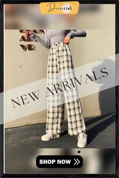 Simple Vintage Plaid Causal Long Women Pants Street Fashion Straight Wide Leg Pant Women Pants, Wide Leg Pant, Vintage Plaid, Street Fashion, Leg Pants, Wide Leg Pants, Wide Leg, Online Store, Pants For Women