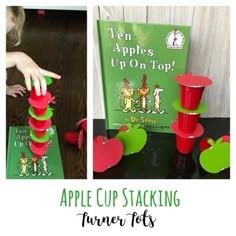 apple cup stacking game for toddlers to play with