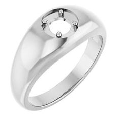 This popular mens ring is available as custom setting in  5 different cuts. The pull down menu will show which are available in stock.  Custom setting are available in Sterling Silver, 10k Gold or 14k Gold . Please contact us for a price quote.  Specifications for Sterling Silver ring Weight:6.5001 DWT (10.11 grams) Approx. Shoulder Width:9.64 mm Approx. Finger Size:11 Approx. Top Height:6.3 mm Approx. Shank Base Thickness:1.79 mm Approx. Shank Base Width:4 mm Surface Finish:Polished Primary Sto Formal Signet Ring With Polished Round Stone, Formal Signet Ring With Polished Finish, White Gold Polished Finish Signet Ring, Classic Platinum Signet Ring For Promise, Classic White Gold Signet Ring With Center Stone, Modern White Gold Round Cut Signet Ring, Modern Polished Round Cut Rings, Modern Diamond Cut Signet Ring With Round Band, Classic 14k White Gold Polished Signet Ring