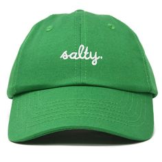 Embrace the laid-back charm of coastal living with our Salty baseball cap. Crafted from 100% cotton, our 6-panel low-crown dad cap combines comfort with effortless style. Whether you're strolling along the boardwalk, lounging on the sand, or simply running errands under the sun, our cap promises a blend of functionality and fashion that suits every beach lover's lifestyle. Measuring 11 inches in length, this unstructured cap features a fabric strap closure with a metal buckle, ensuring a secure Cool Dad Hats, Green Baseball Cap, Beach Attire, Cozy Hat, Dad Cap, Fabric Strap, Embroidered Caps, Dad Caps, Beach Inspired