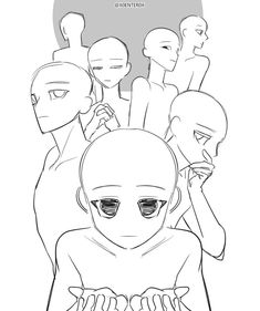 a line drawing of people with glasses on their heads and one man in the middle