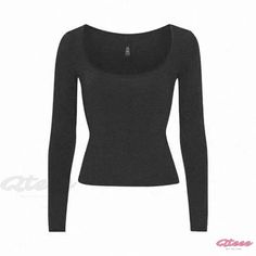 Qteee - Elegant Fitted Long Sleeve Turtleneck Base Layer Shirt Seamless Long Sleeve Fitted Top, Black Scoop Neck T-shirt For Fall, Solid Seamless Tops For Fall, Trendy Seamless Tops For Winter, Trendy Seamless Winter Tops, Winter Seamless Crew Neck Top, Seamless Scoop Neck Top For Fall, Casual Seamless Winter Top, Fall Scoop Neck Top