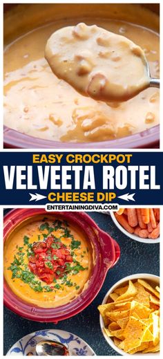 Easy Crockpot Velveeta Rotel Cheese Dip | Christmas Recipes Velveeta Rotel Dip Crockpot, Easy Velveeta Cheese Dip, Velveeta And Rotel Dip, Rotelle Dip Velveeta, Cheese Dip In Crockpot, Crockpot Velveeta Cheese Dip, Crockpot Rotel Dip, Crockpot Appetizers For Party, Velveeta Rotel Dip