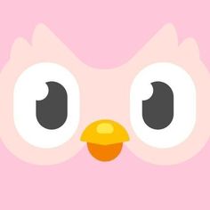 the face of a pink owl with big eyes