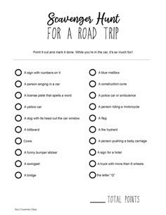 the scavenger hunt for a road trip