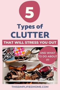 If you struggle with clutter, here are 5 types of clutter that will stress you out — and what to do when you don’t know where to start decluttering. Make sure to read number 1 about decluttering sentimental items. Letting Go Of Stuff Clutter, How To Help A Hoarder Declutter, Overwhelming Clutter, Declutter Calendar, How To Declutter Your Bedroom, Decluttering Ideas Minimalism, Office Decluttering