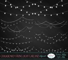 chalkboard string light garland clipart