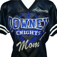 a women's football jersey with the words downey knights on it and moon