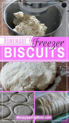 homemade freezer biscuits are being made in the kitchen and ready to be eaten