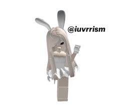 a lego bunny holding a knife and fork in it's back end, with the word vuvrism above it