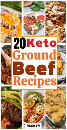 the cover of 20 keto ground beef recipes