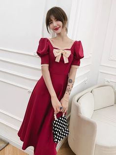 Cute red dress, little daily homecoming dressMaterial:satinColor:as picture or custom colorNeckline:o-neckBack details:zipperStyle:cuteDress type: A-line&ltp&gtFeatures: bowknot</p>&ltbr/>&ltp&gtCustomized service and Rush order are available.</p>&ltbr/>&ltp&gtThis dress could be custom made, there are no extra cost to do custom size and color.</p>&ltbr/>&ltp&gtPlease leave your phone number for shipping when you order the dr Cute Red A-line Dress, Cute Fitted Prom Dress, Red Knee-length Dress For Homecoming, Elegant Square Neck Homecoming Dress, Red A-line Dress With Bow, Cute Fitted Midi Party Dress, Red Knee-length Bridesmaid Dress, Cute Red Knee-length Dress, Red Fitted Mini Dress For Bridesmaid