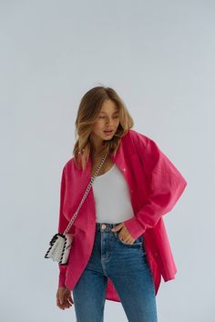 Oversized Pink Shirt For Day Out, Trendy Collared Linen Shirt, Casual Pink Linen Blouse, Oversized Pink Blouse With Pockets, Pink Everyday Shirt For Summer, Pink Shirt For Everyday Summer Wear, Pink Summer Shirt For Everyday, Pink Summer Shirt For Everyday Wear, Trendy Linen Shirt For Day Out