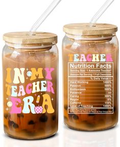 PRICES MAY VARY. AN INSPIRING GIFT FOR TEACHER - Unique and eye-catching design featuring "In my teacher era" on the front and "Teacher Nutrition Fact" on the back, adding a touch of humor and personality to the coffee drinking experience. TEACHER APPRECIATION GIFTS FOR WOMEN - Show your appreciation for teachers in your life with this thoughtful and humorous coffee glass. It's a practical yet heartfelt way to acknowledge their hard work and dedication to shaping the future generation. TEACHER C Teacher Gifts From Students, Teacher Coworker Gifts, Teacher Appreciation Gift Baskets, Tumblers Ideas, Coworker Birthday, Handmade Teacher Gifts, Teacher's Quotes, Coworkers Birthday, Teacher Gift Baskets